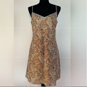 JCrew paisley print sundress, lined, below the knee length. Size 8